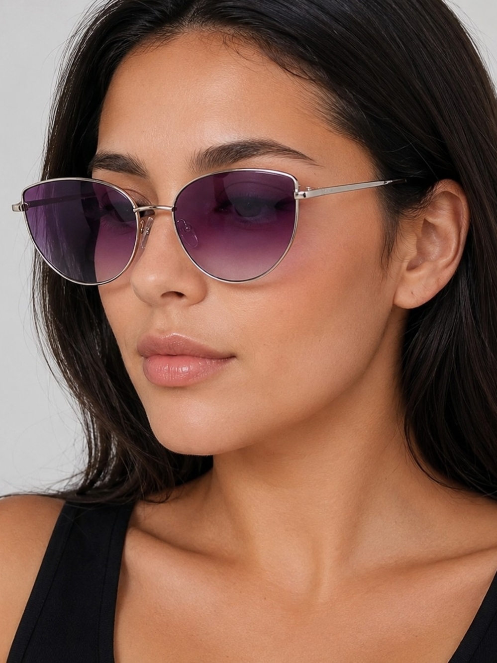 Derek Lam Silver Frame Sunglasses with Purple Gradient Lenses